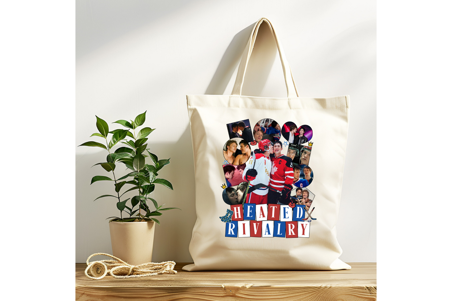 Collage Style Heated Rivalry Tote Bag