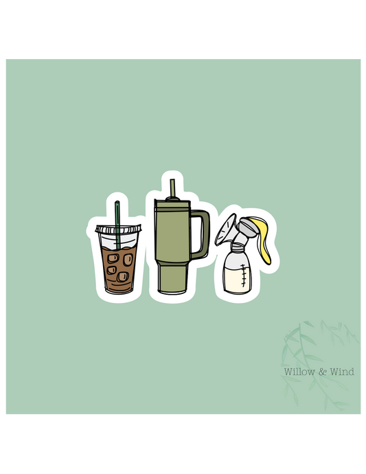 Green Tumbler - Pumping Lactation Sticker