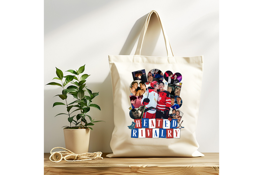 Collage Style Heated Rivalry Tote Bag