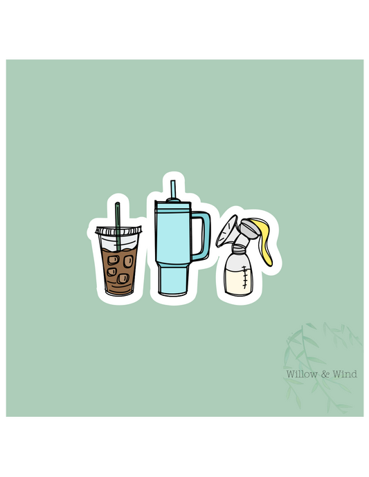 Blue Tumbler - Pumping Lactation Sticker
