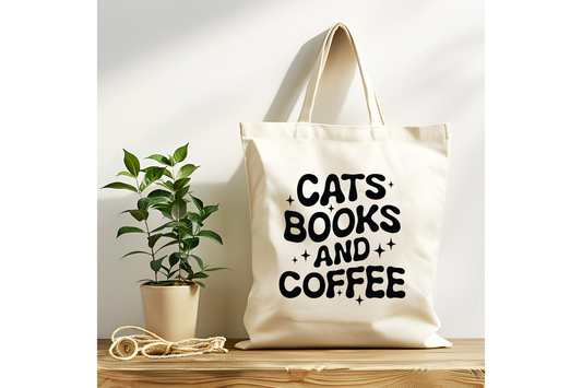 Cats, Books & Coffee Tote Bag