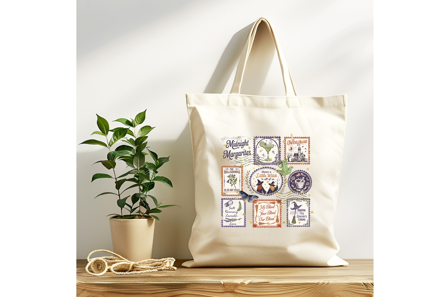 Practical Magic Stamps Tote Bag