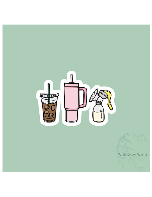 Pink Tumbler - Pumping Lactation Sticker