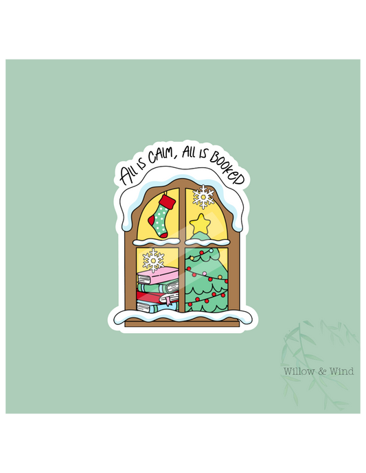 All is calm, all is booked Christmas Sticker