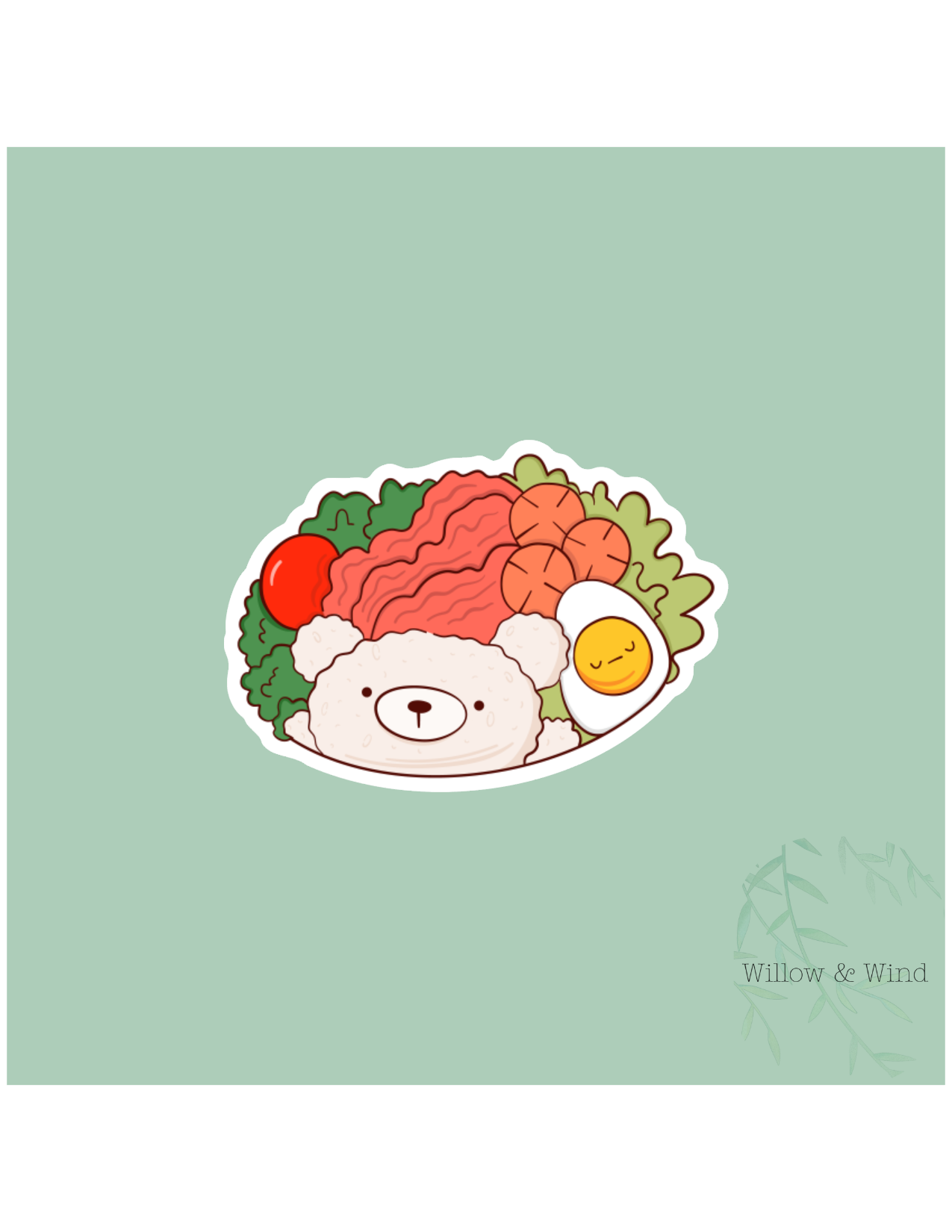 Bento Box Bear & Egg Sticker