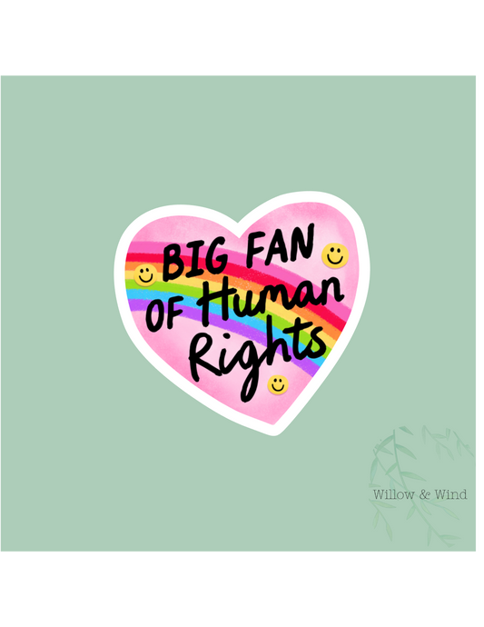 Big Fan of Human Rights Heart Activism Sticker