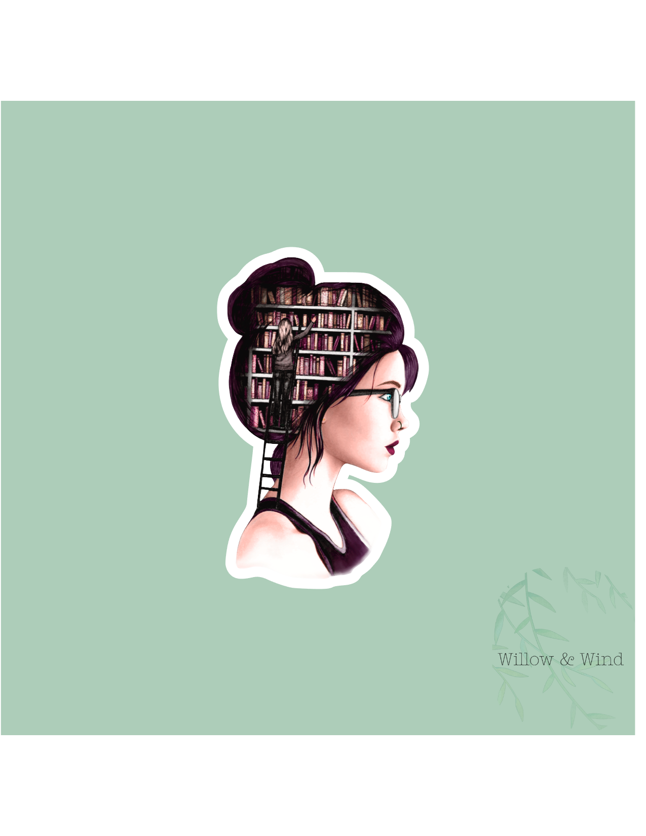 Head Full Of Books - Bookish Sticker