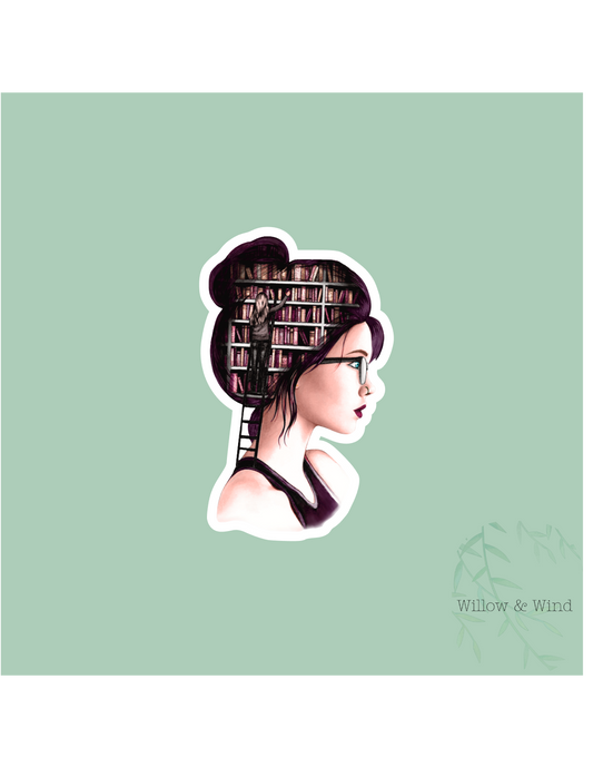 Head Full Of Books - Bookish Sticker