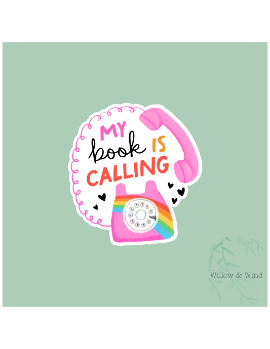 My Book Is Calling - Bookish Sticker