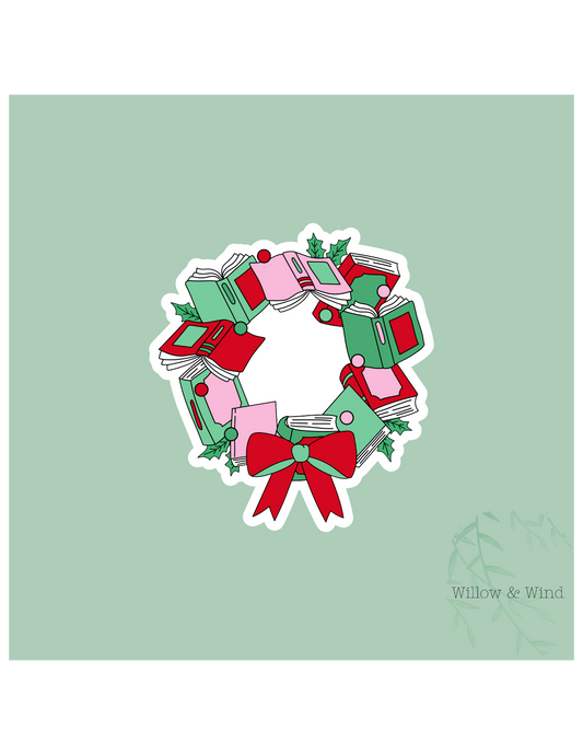 Bookish Wreath Christmas Sticker