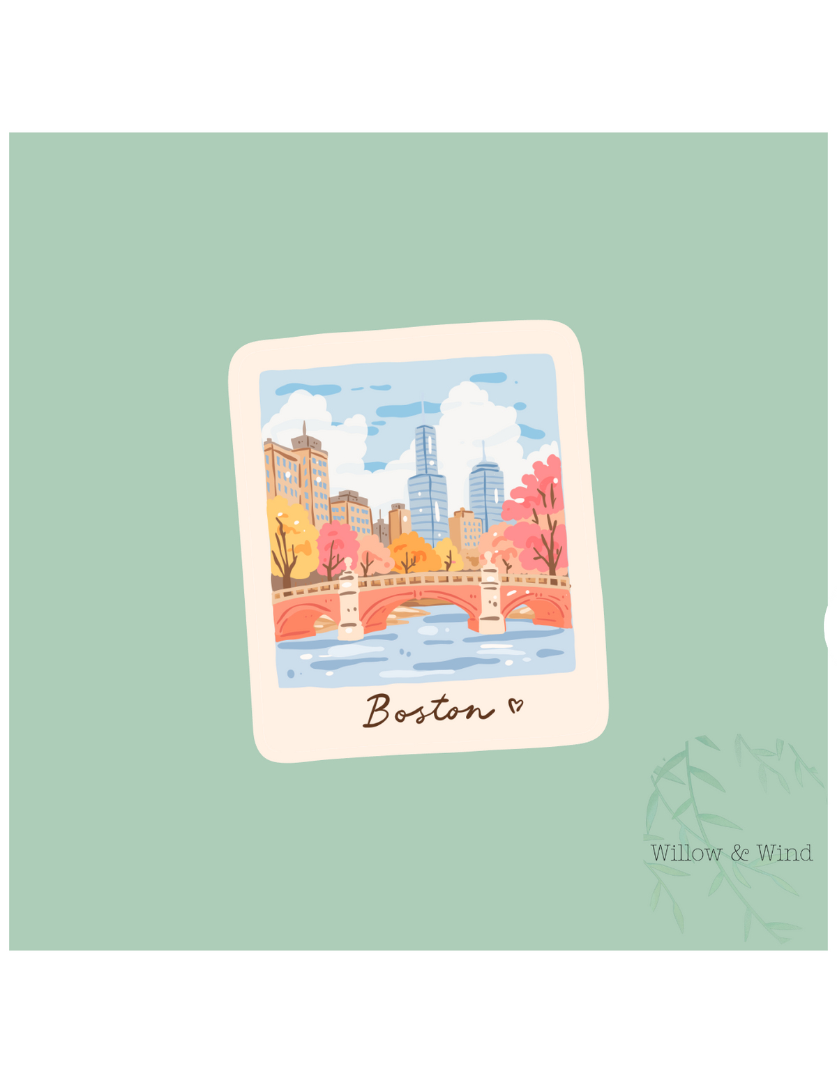 Bostin in Autumn Polaroid - Cozy Autumn Sticker