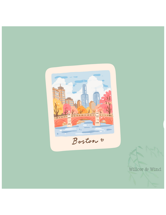 Bostin in Autumn Polaroid - Cozy Autumn Sticker