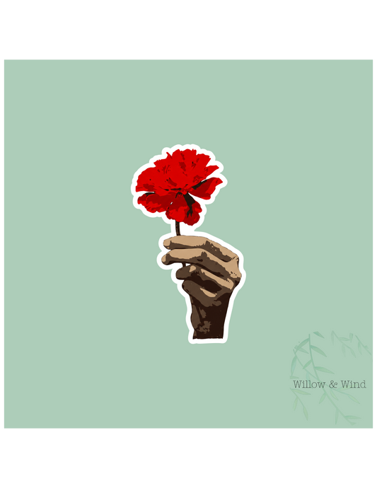 Carnation in Hand Hadestown Greek Mythology Sticker