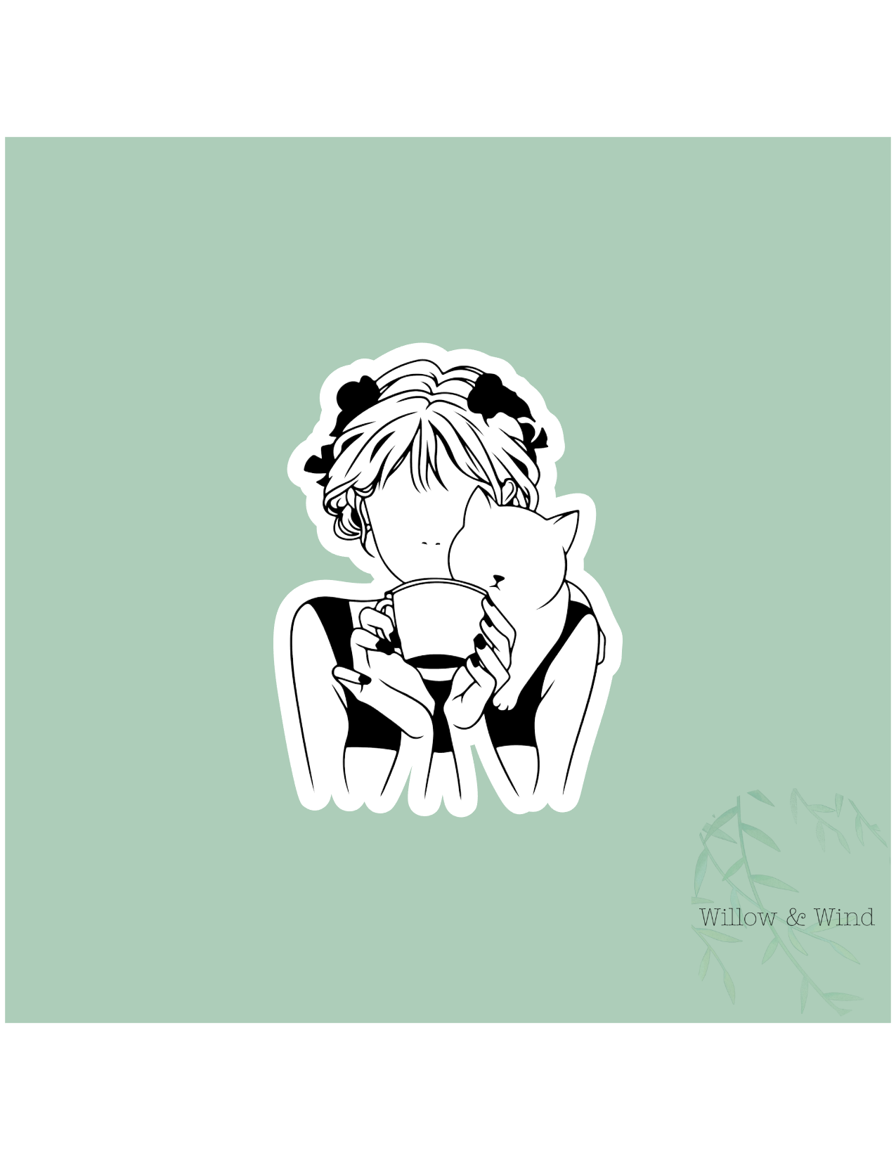 Cat & Coffee Sticker