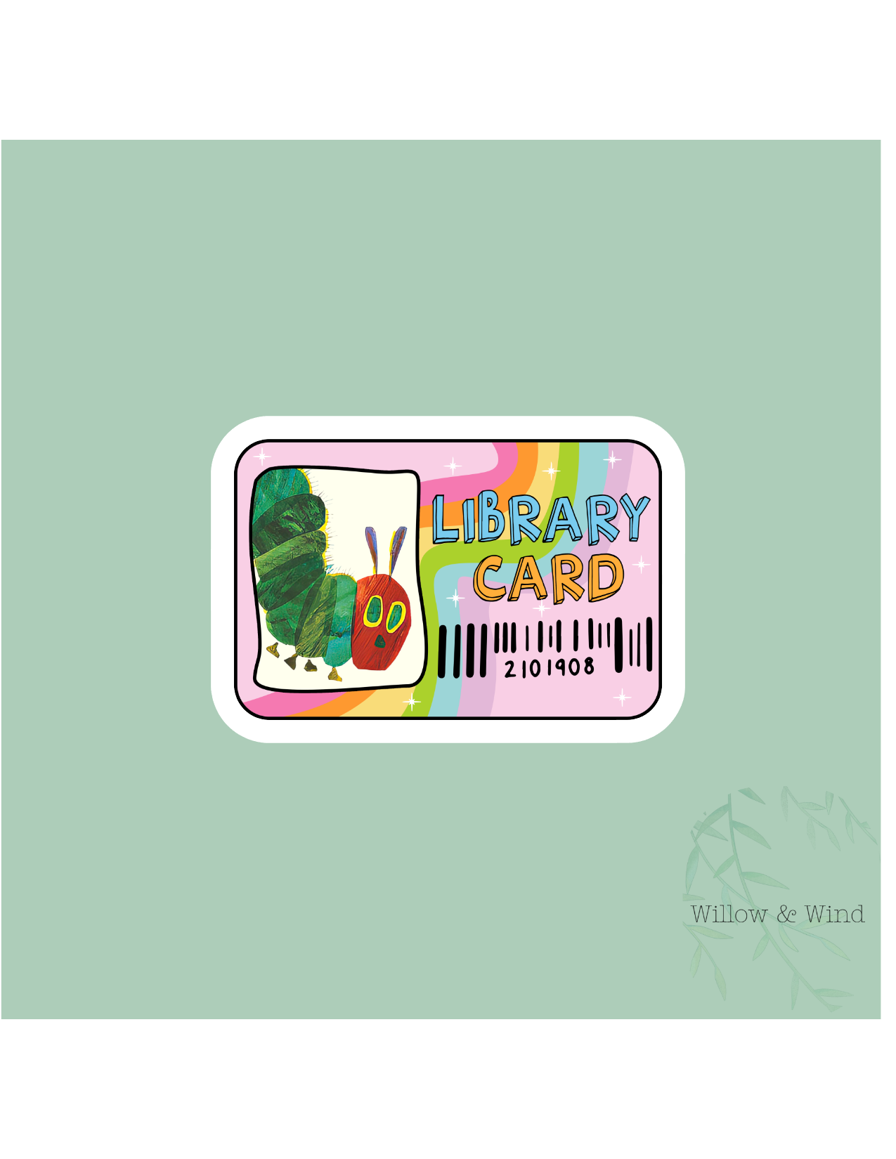 Caterpillar Library Card - Bookish Sticker