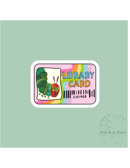 Caterpillar Library Card - Bookish Sticker