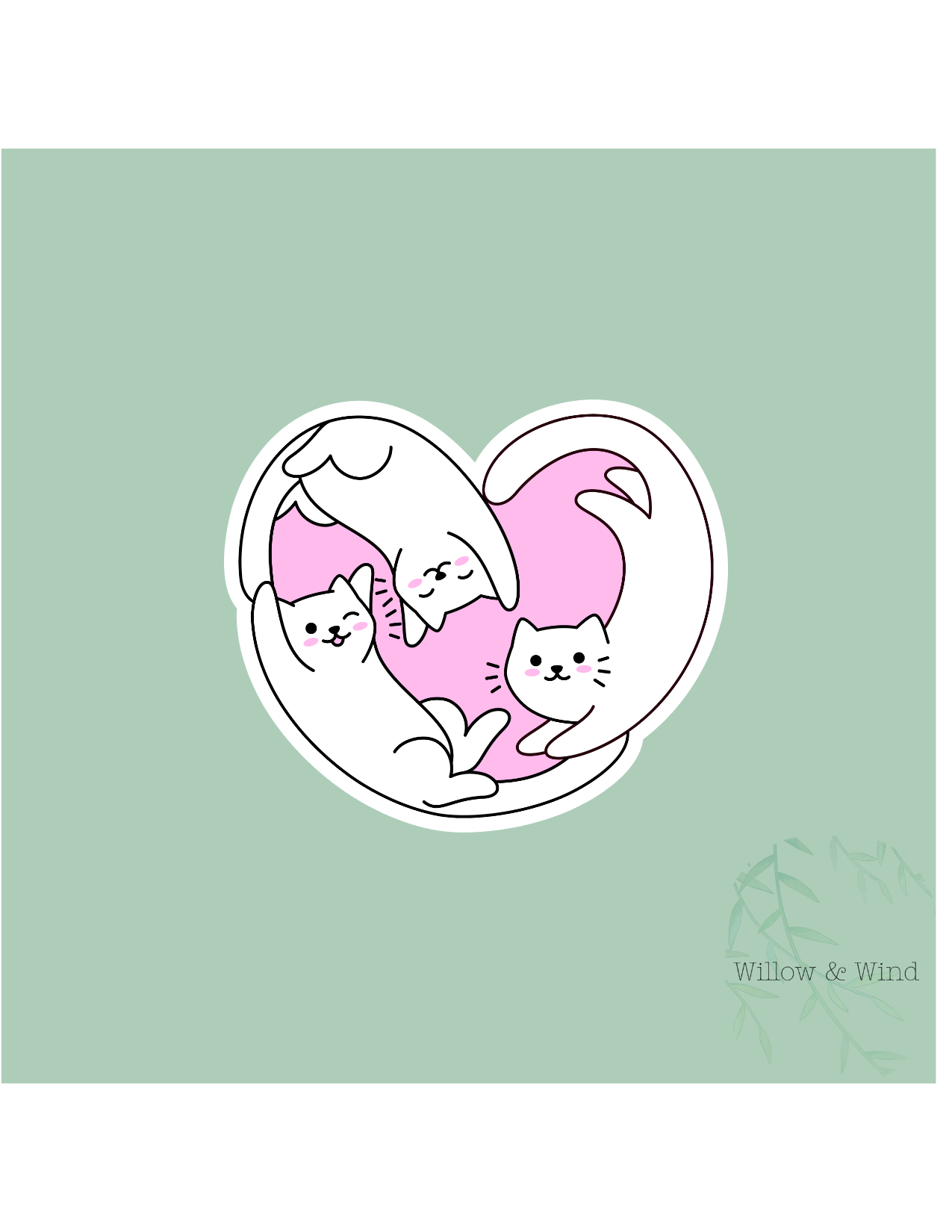 Cat Heart Animal Sticker