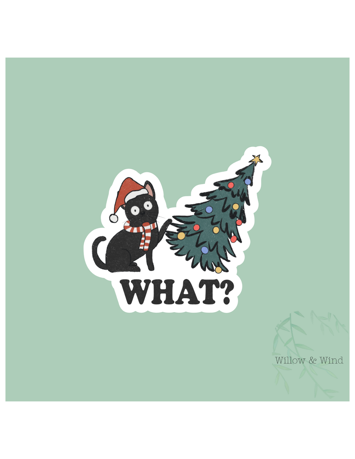 What? Cat Christmas Sticker