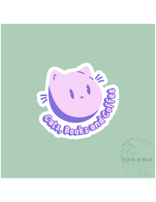 Cats, Books & Coffee - Bookish Sticker