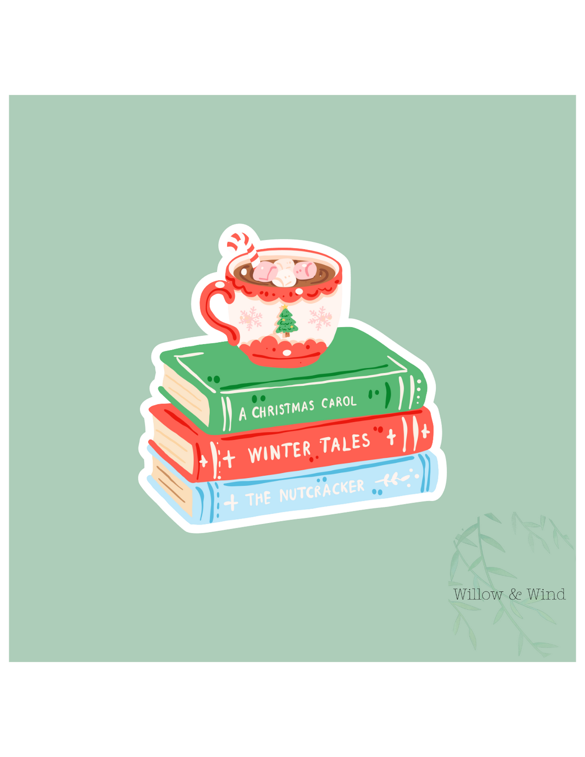 Christmas Bookstack Christmas Sticker