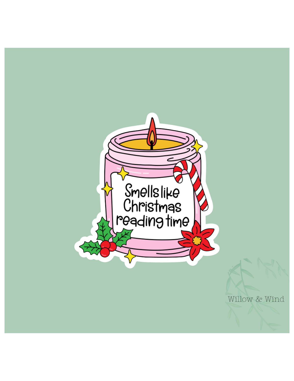 Christmas Reading Candle Christmas Sticker