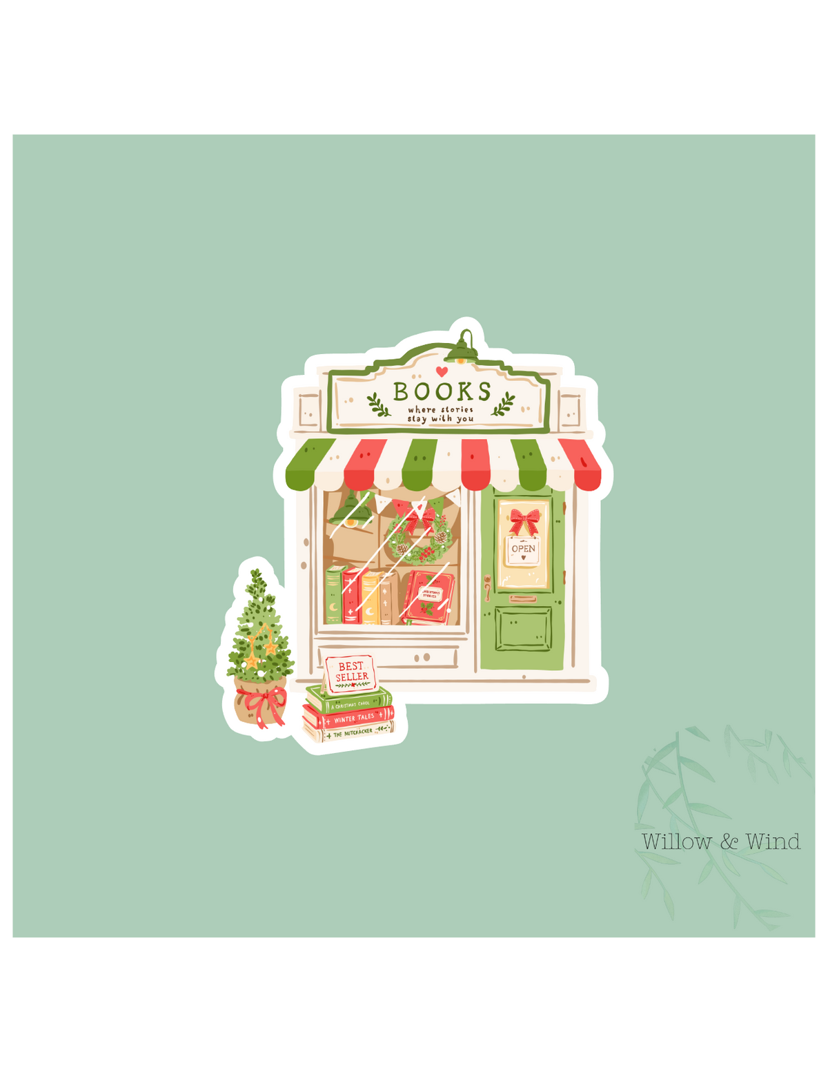 Christmas Bookstore Christmas Sticker