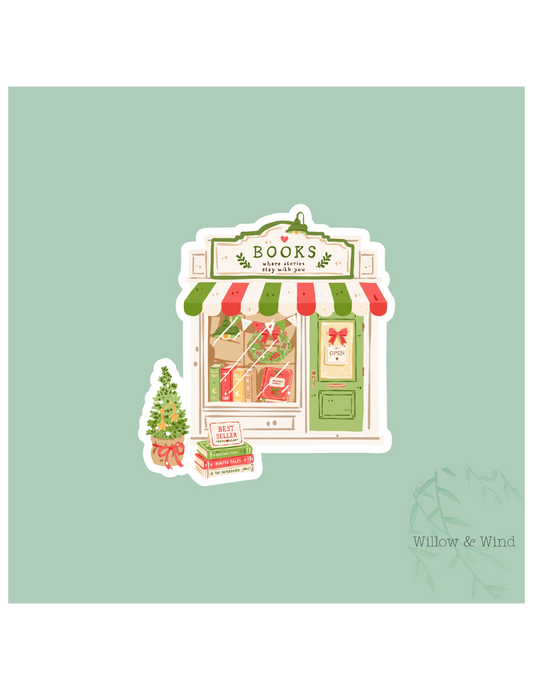 Christmas Bookstore Christmas Sticker