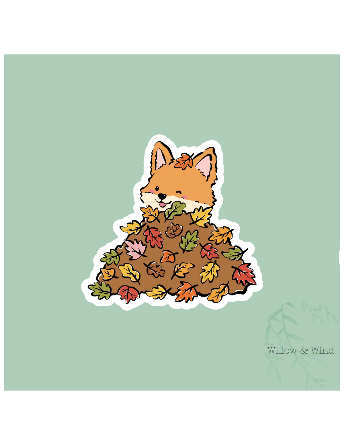 Puppy in leaves - Cozy Autumn Sticker
