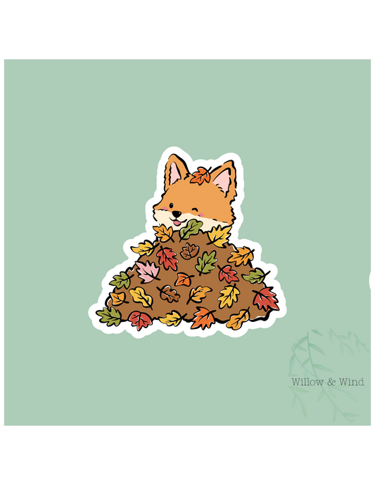 Puppy in leaves - Cozy Autumn Sticker