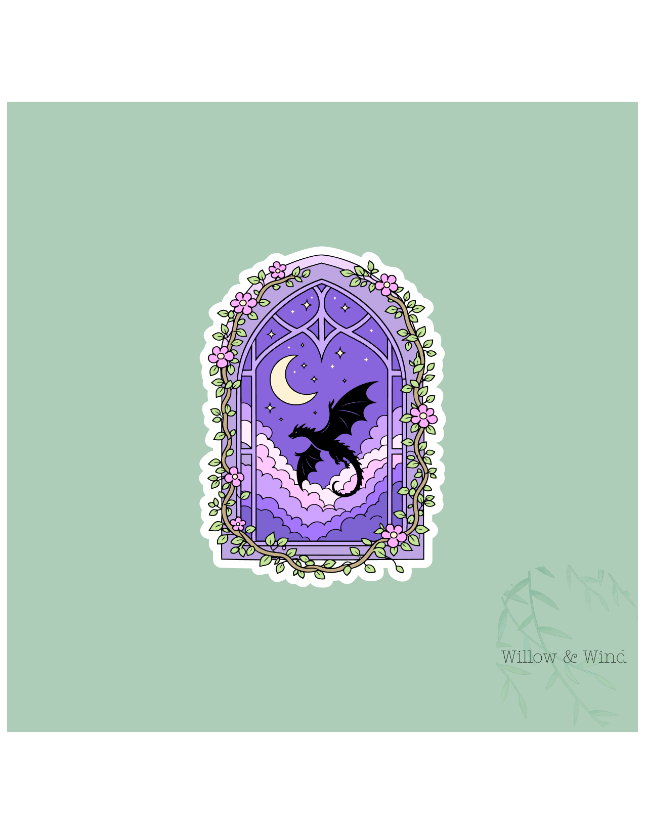 Dragon In Window Fourth Wing Sticker
