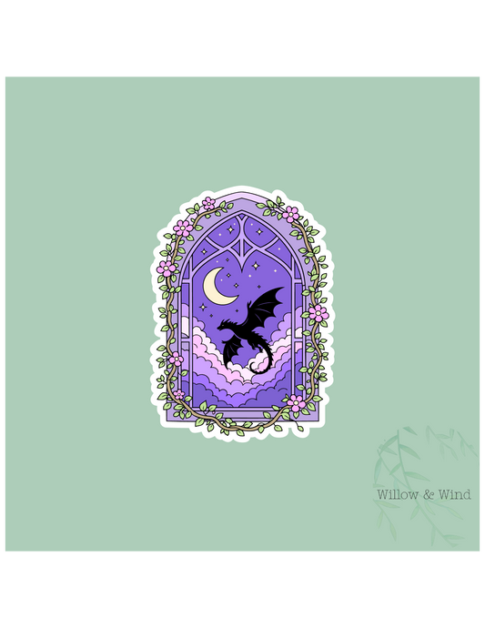 Dragon In Window Fourth Wing Sticker