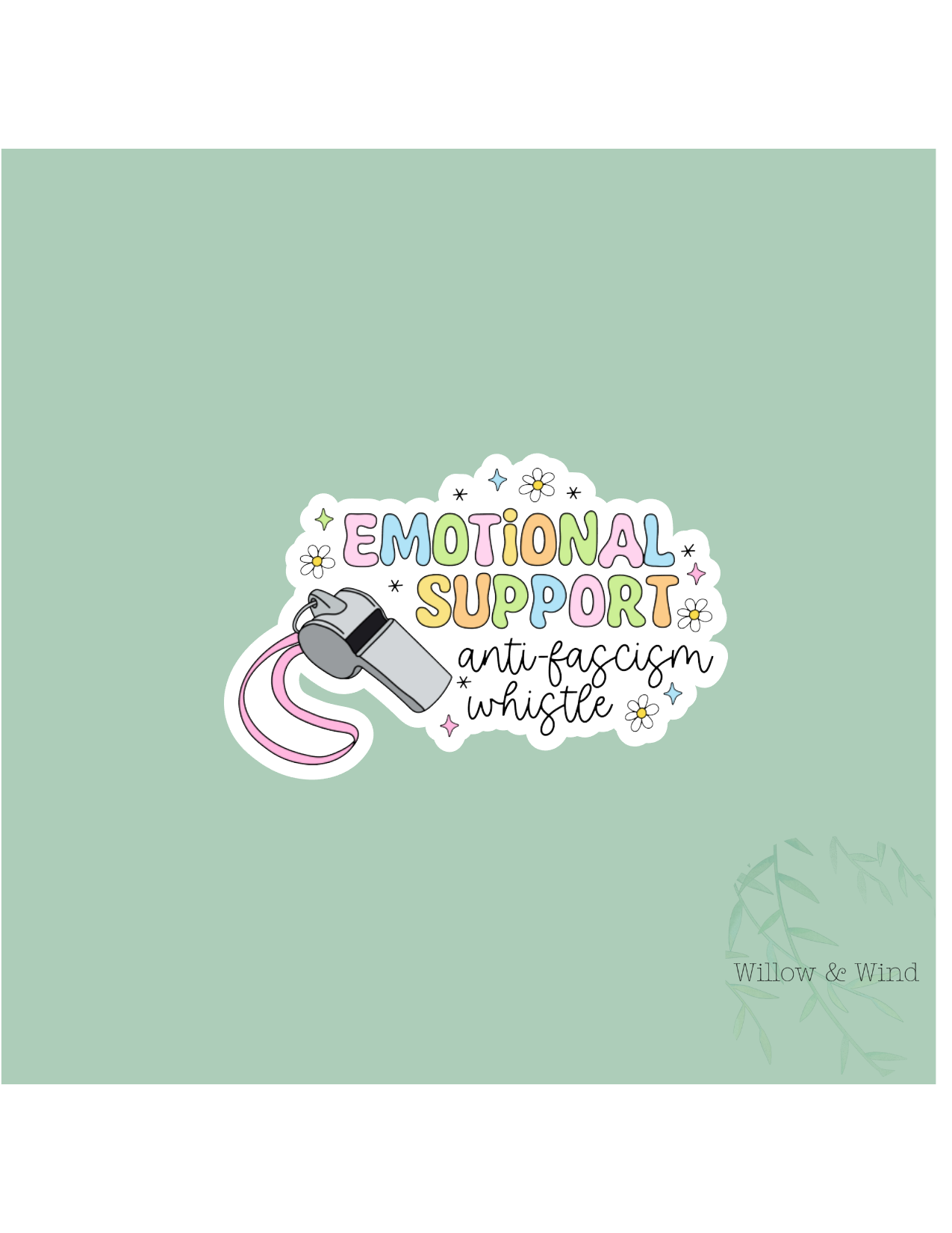 Emotional Support Whistle Activism Sticker
