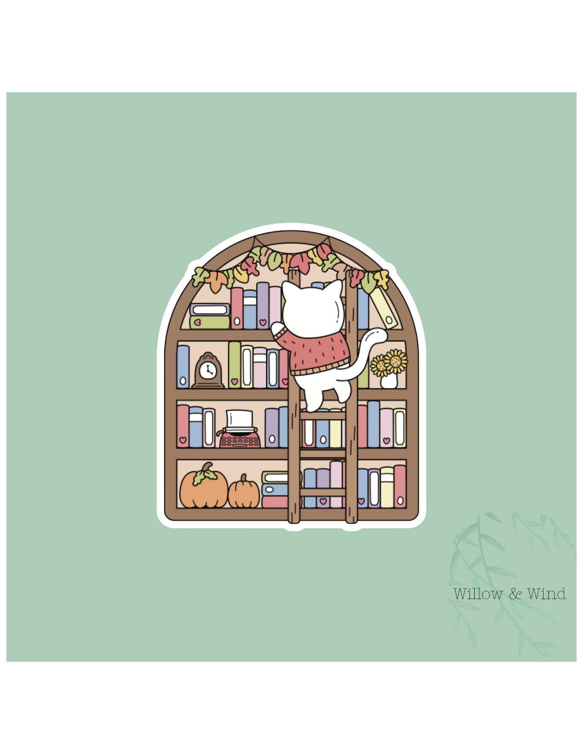 Cat on Shelf - Bookish Sticker