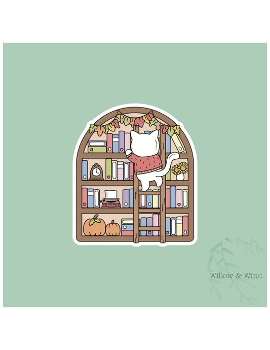 Cat on Shelf - Bookish Sticker