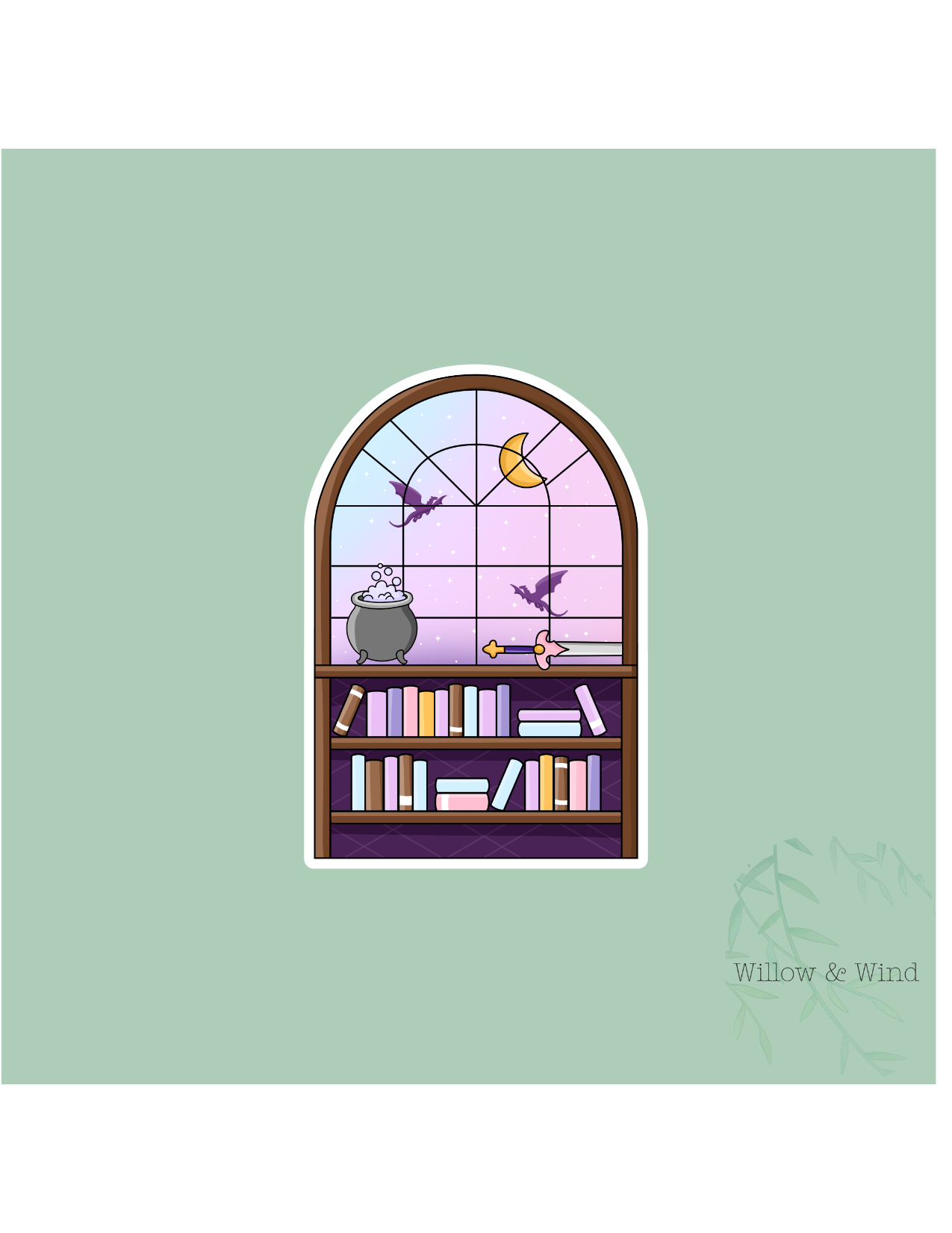 Fantasy Windowed Bookshelf - Bookish Sticker