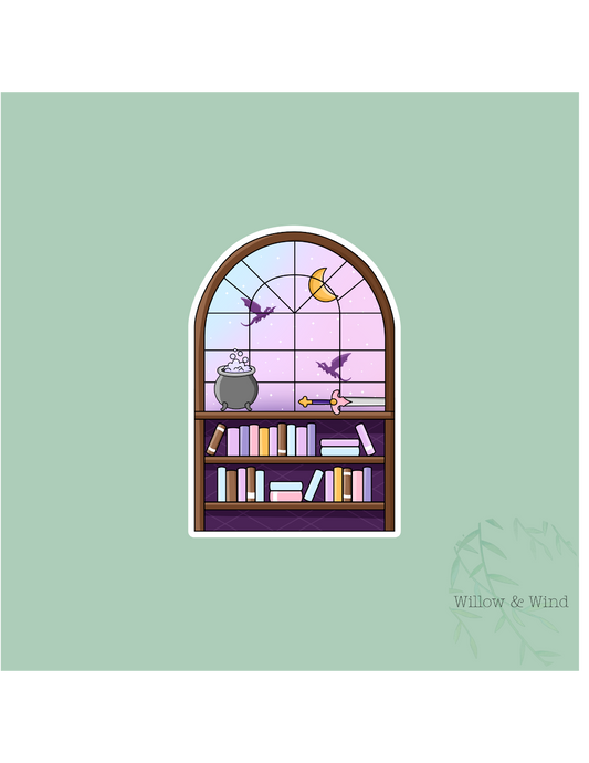 Fantasy Windowed Bookshelf - Bookish Sticker