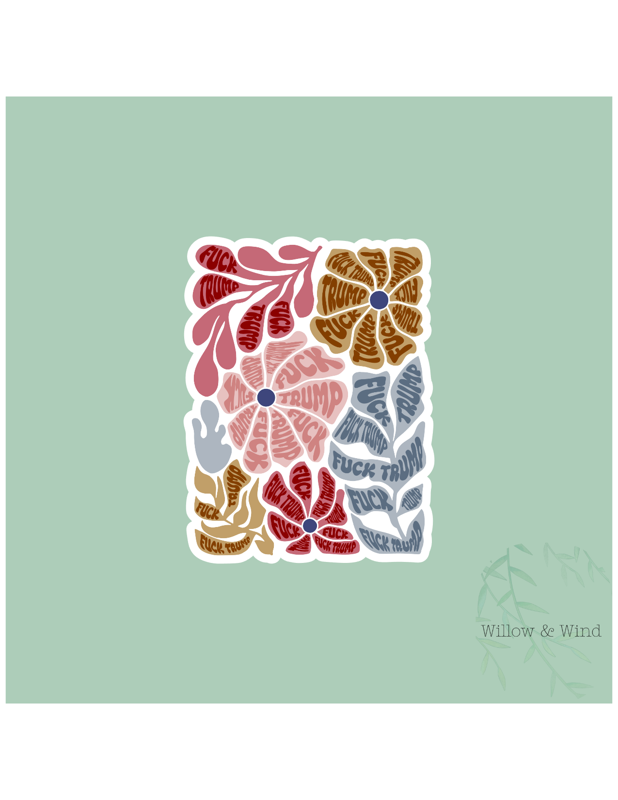 Fuck Trump Flowers Activism Sticker