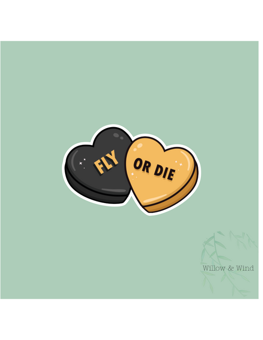 Fly or Die Conversation Hearts - Fourth Wing Sticker