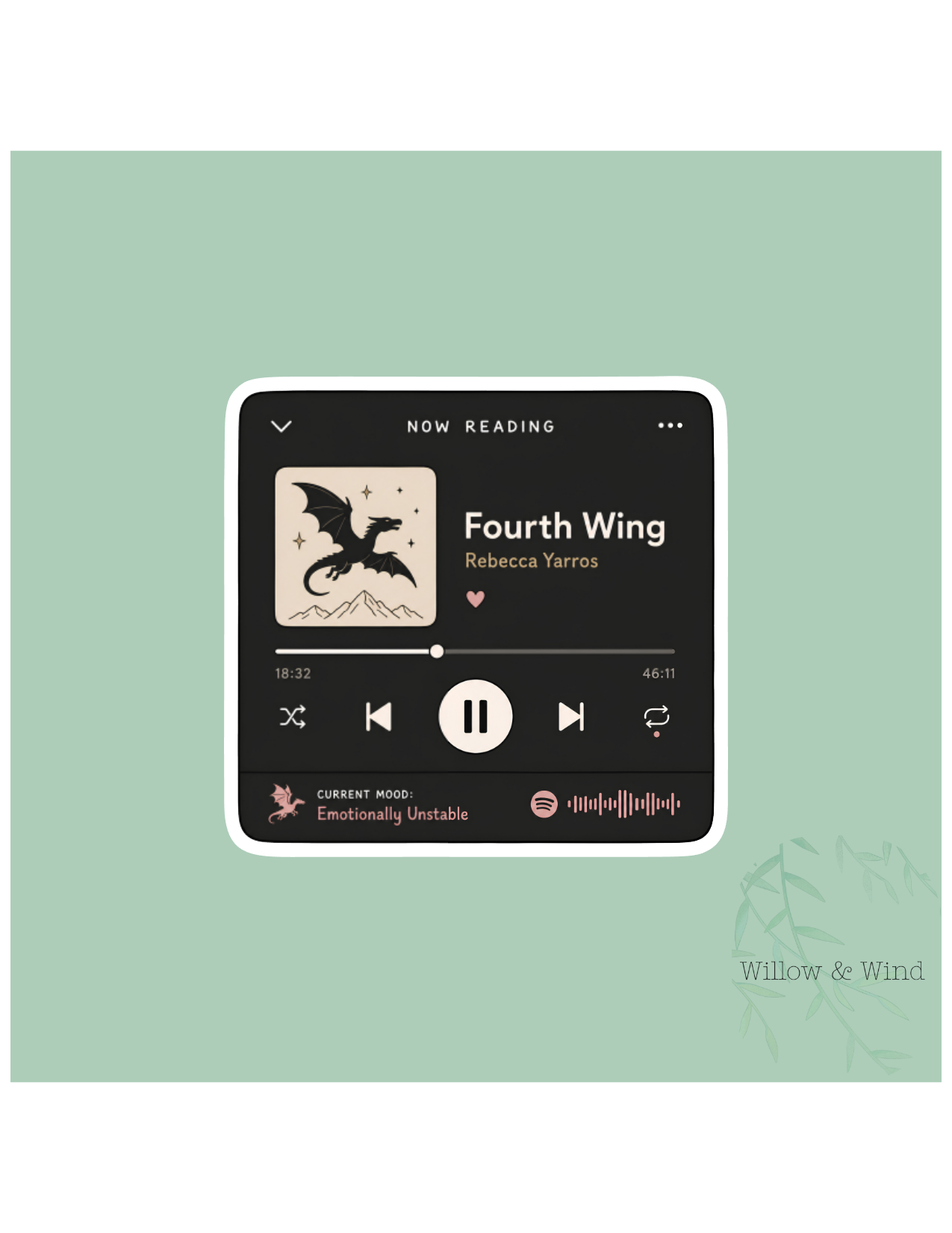 Music Player Fourth Wing Sticker