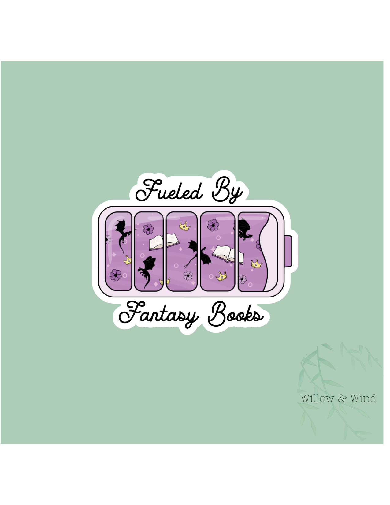 Fueled By Fantasy Books - Bookish Sticker