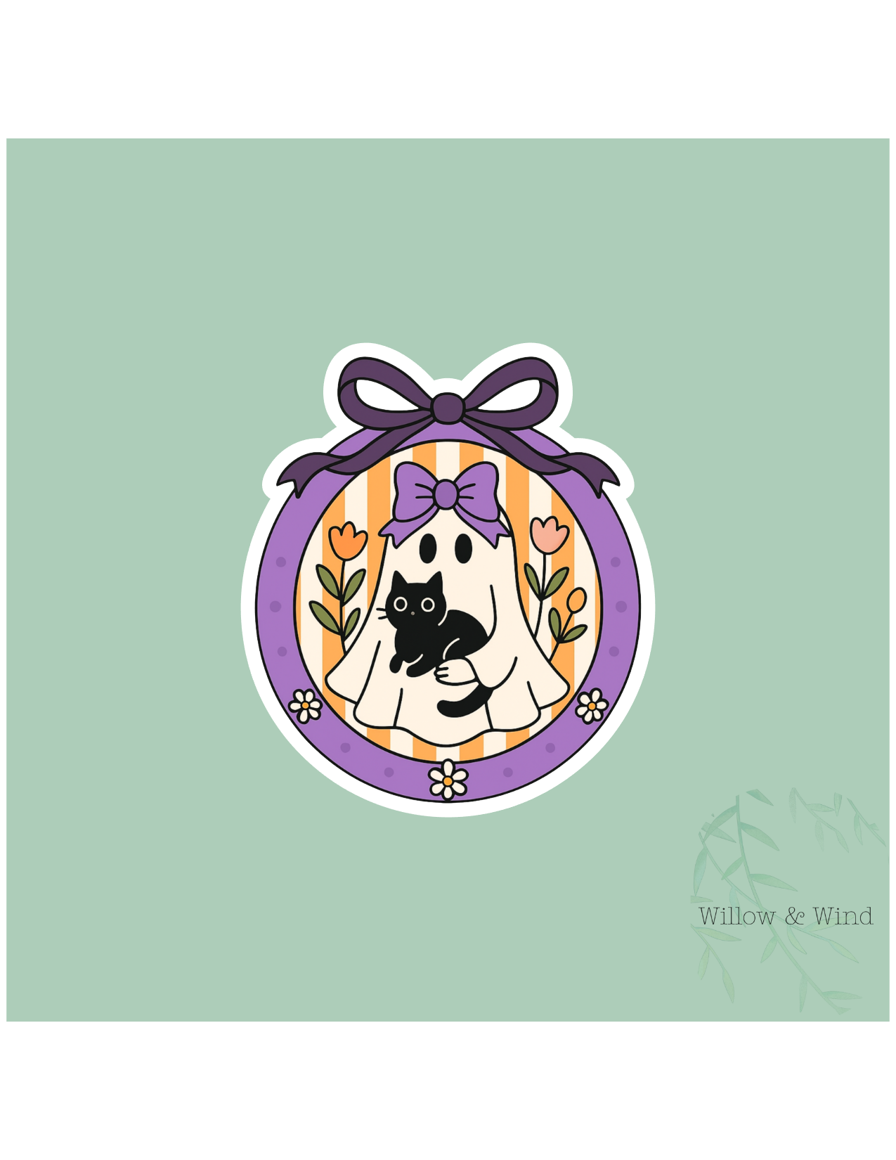 Ghost & Cat Gothic Sticker