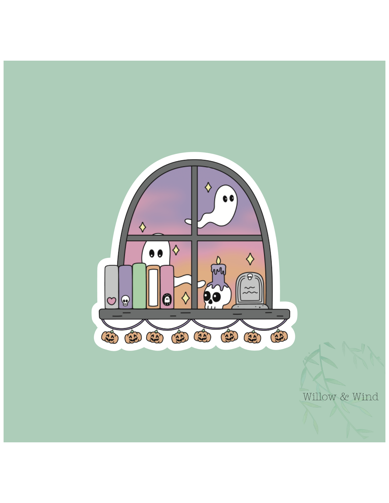 Spooky Window Gothic Sticker