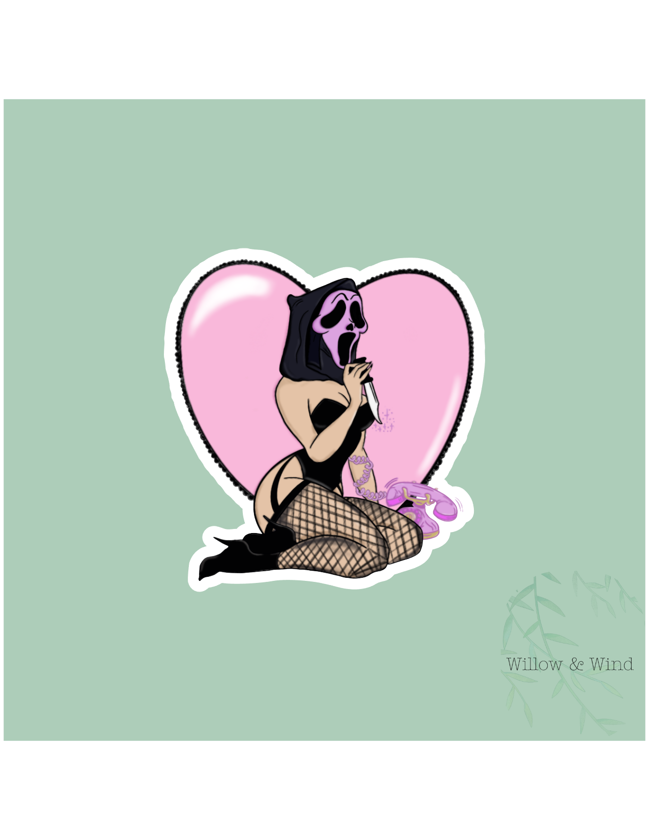 Ghost Girl heart Sticker