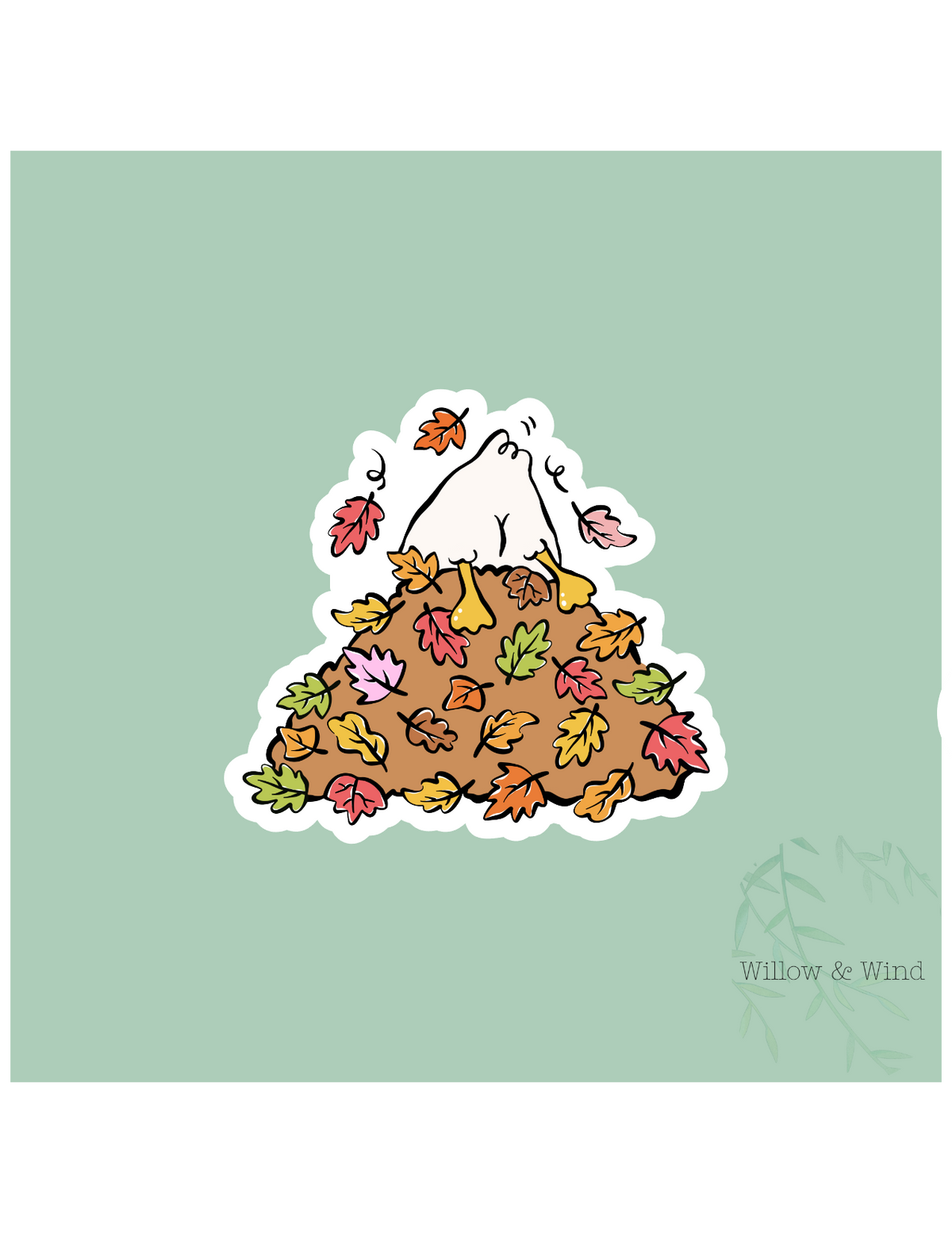 Goose in Leaves - Cozy Autumn Sticker