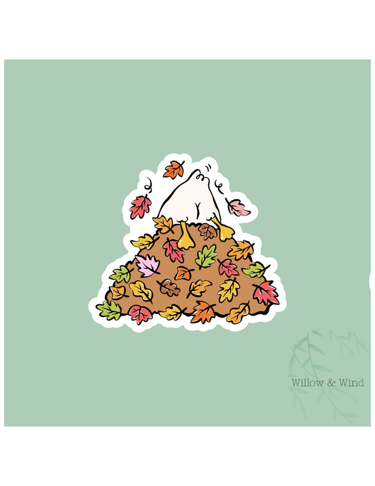 Goose in Leaves - Cozy Autumn Sticker