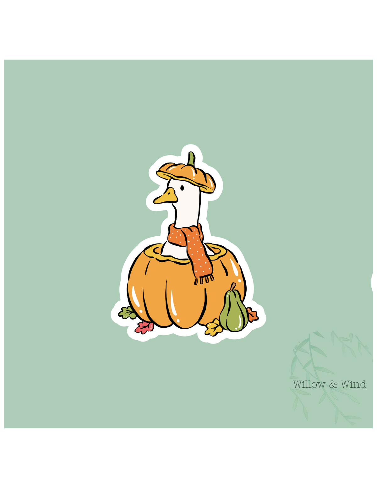 Goose in Pumpkin - Cozy Autumn Sticker
