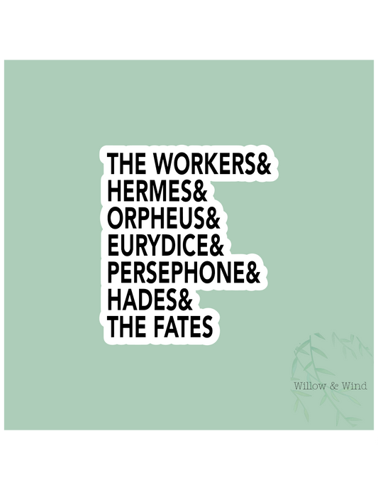 Hadestown Names Greek Mythology Sticker