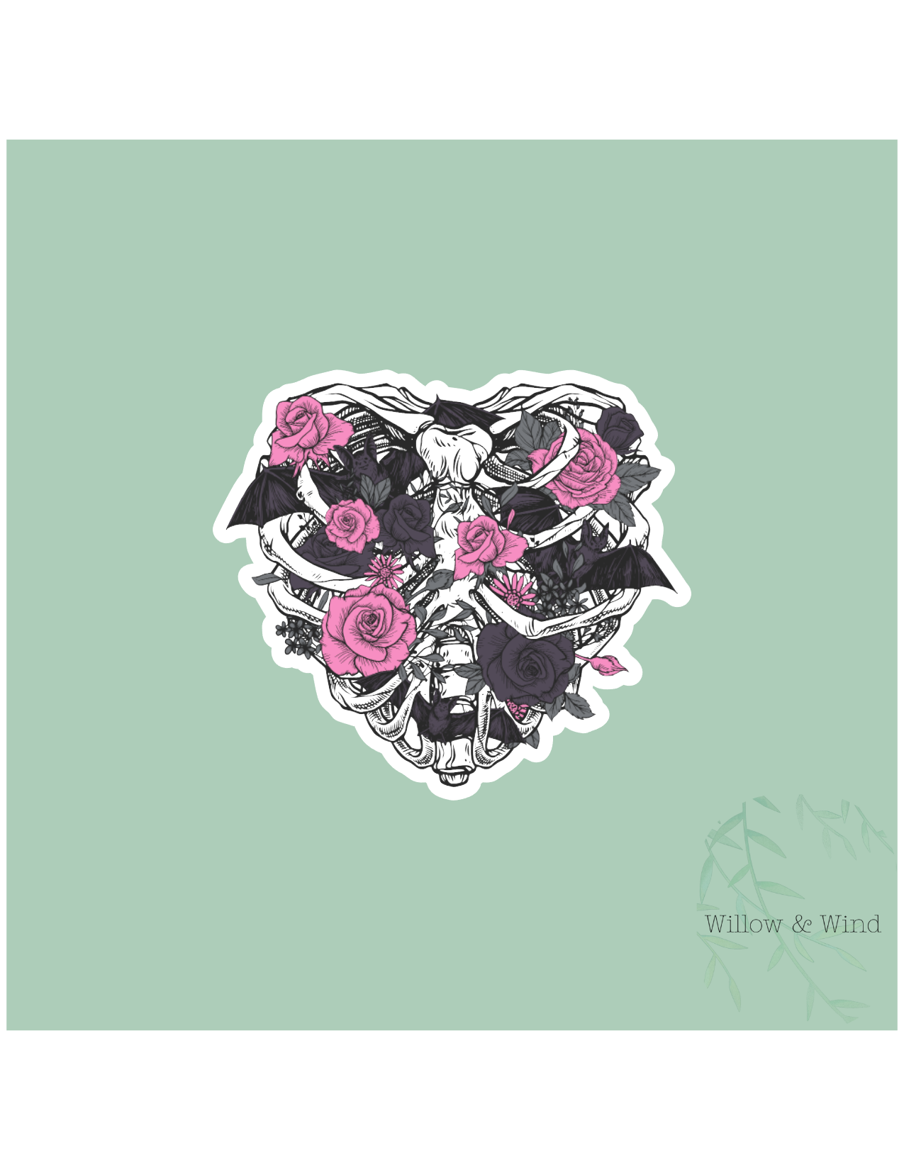 Rib Heart Gothic Sticker