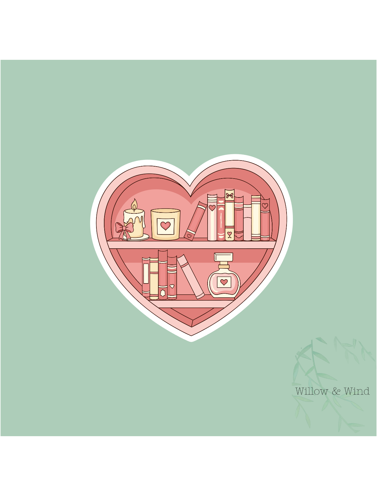 Heart Shelf - Valentines Sticker