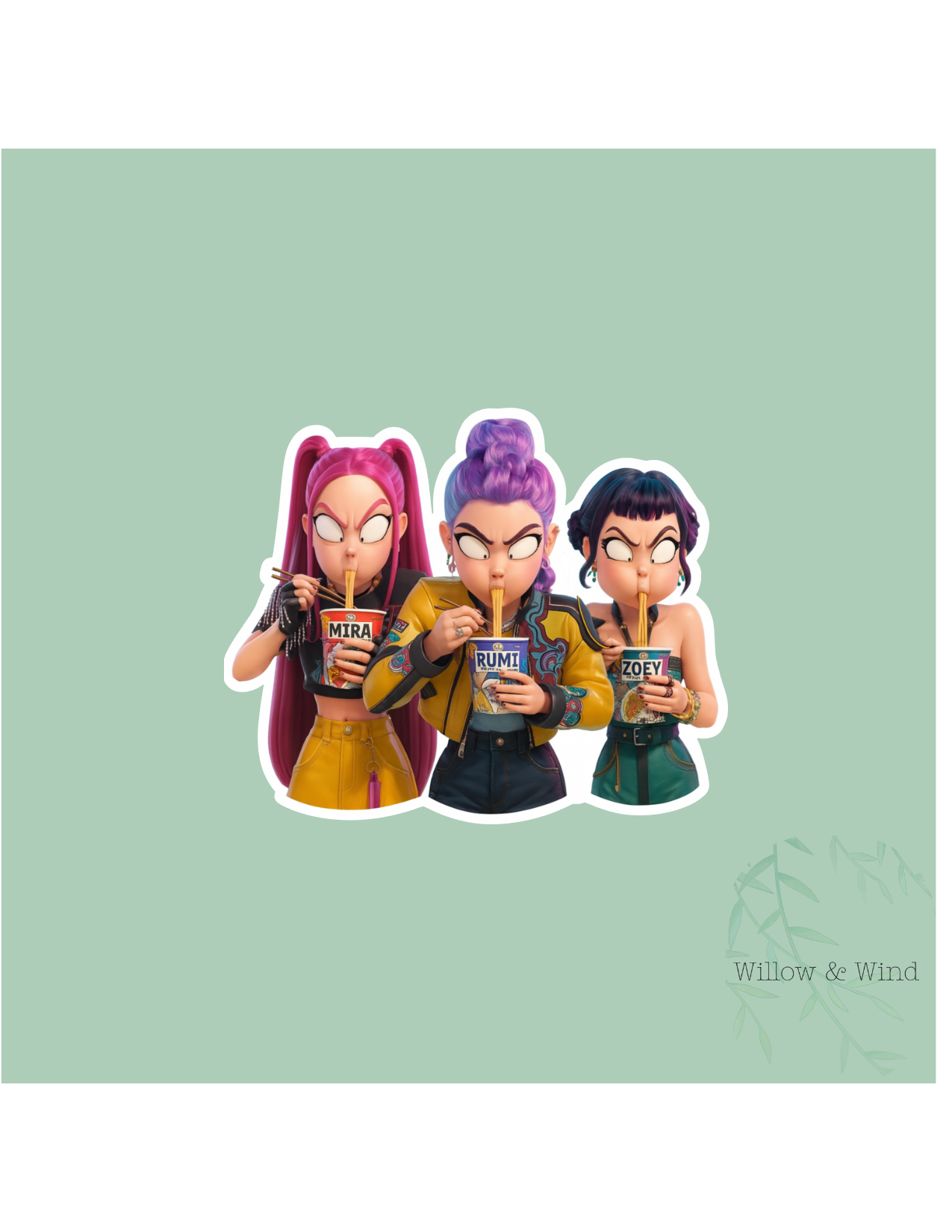 Huntrix Eating Ramen K-Pop Demon Hunters Sticker